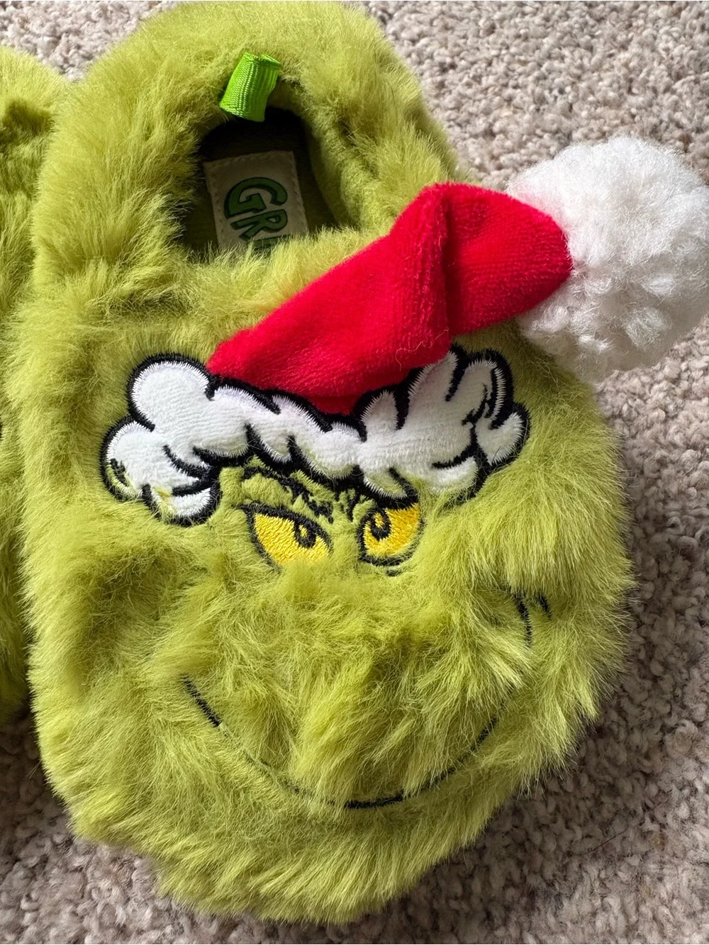 The Grinch Santa Hat Christmas Holiday Kids Slippers Toddler 5T